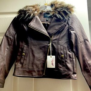 Jessica Simpson faux leather/fur girls jacket.